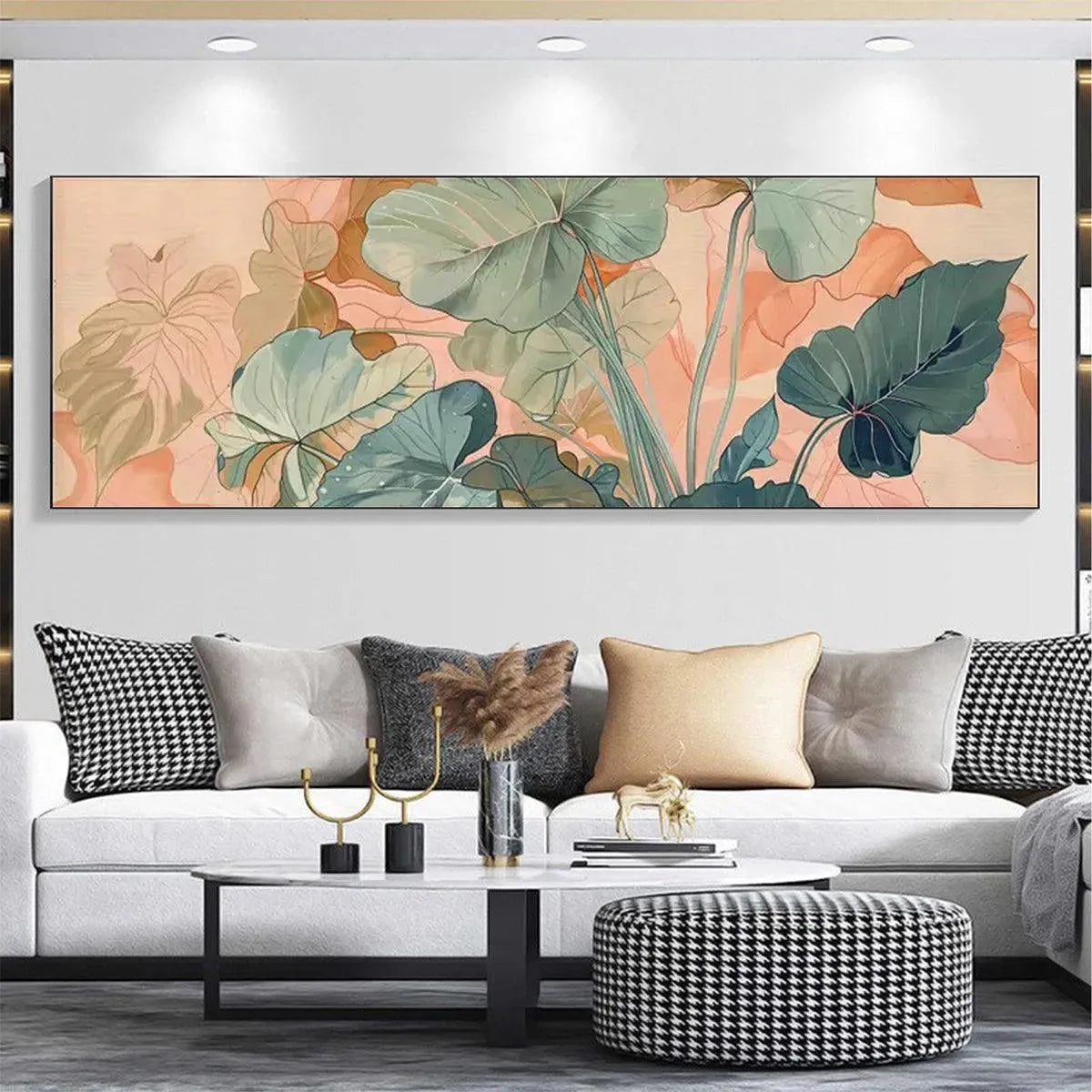 Tropical Leaves Painting – Tropical Leaf Panoramic