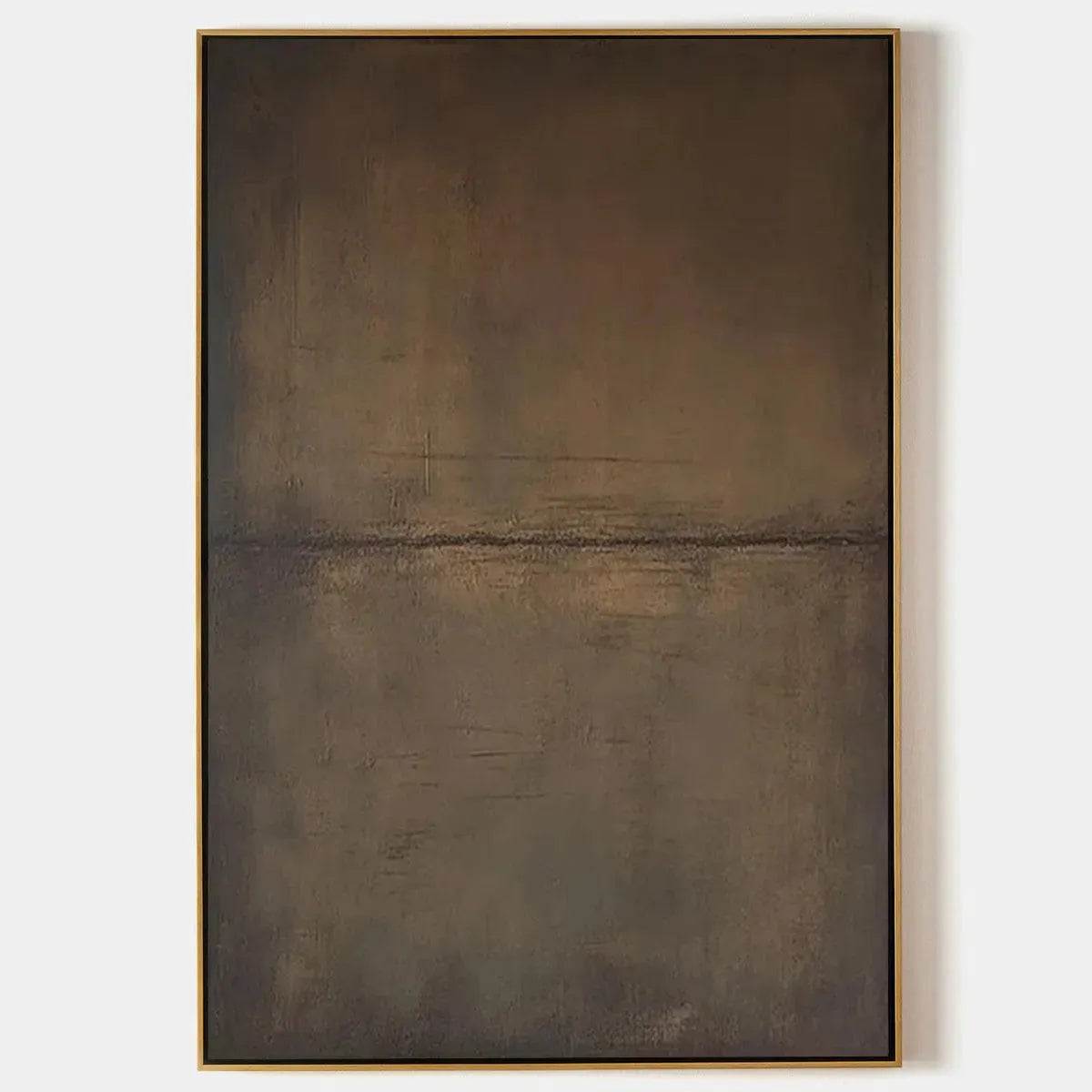 Umber Abstract Landscape – Wabi-Sabi Landscape Oil Painting, view 1