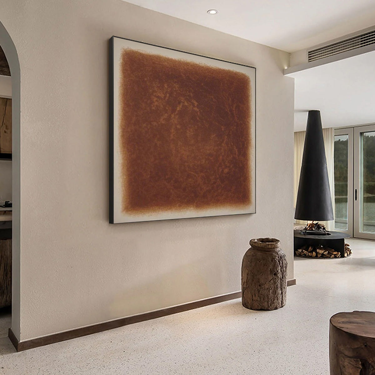 Brown Wabi-Sabi Abstract Textured Oil Painting – Umbra