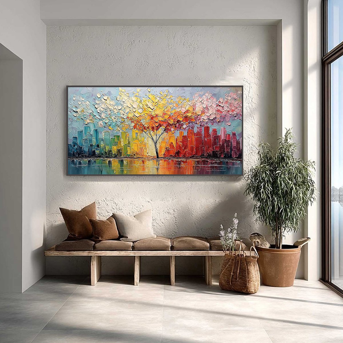Urban Bloom – Cityscape Impasto Painting, view 2