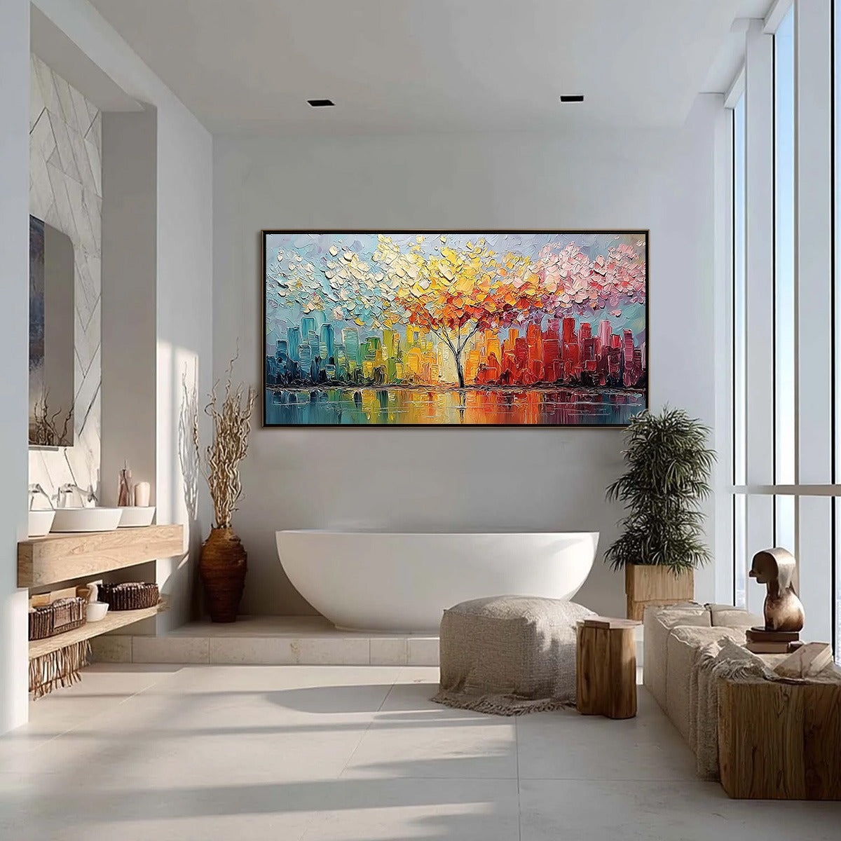 Urban Bloom – Cityscape Impasto Painting, view 4