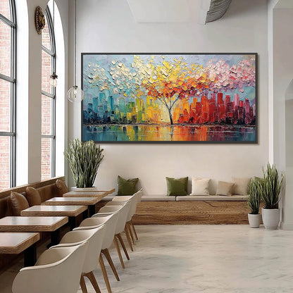 Colorful Cityscape Impasto Painting – Urban Bloom