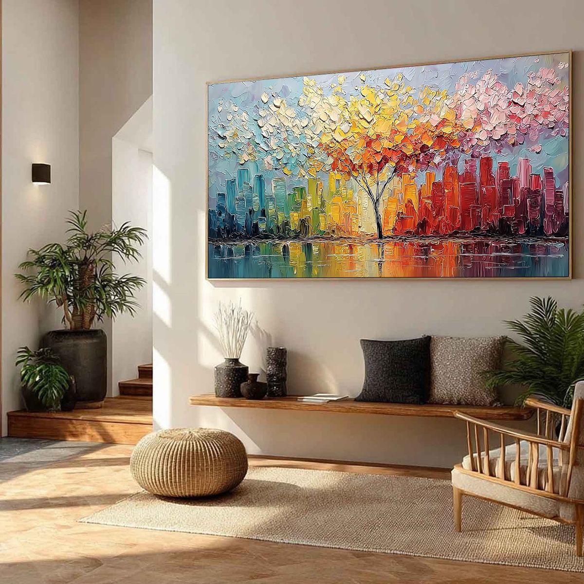Colorful Cityscape Impasto Painting – Urban Bloom