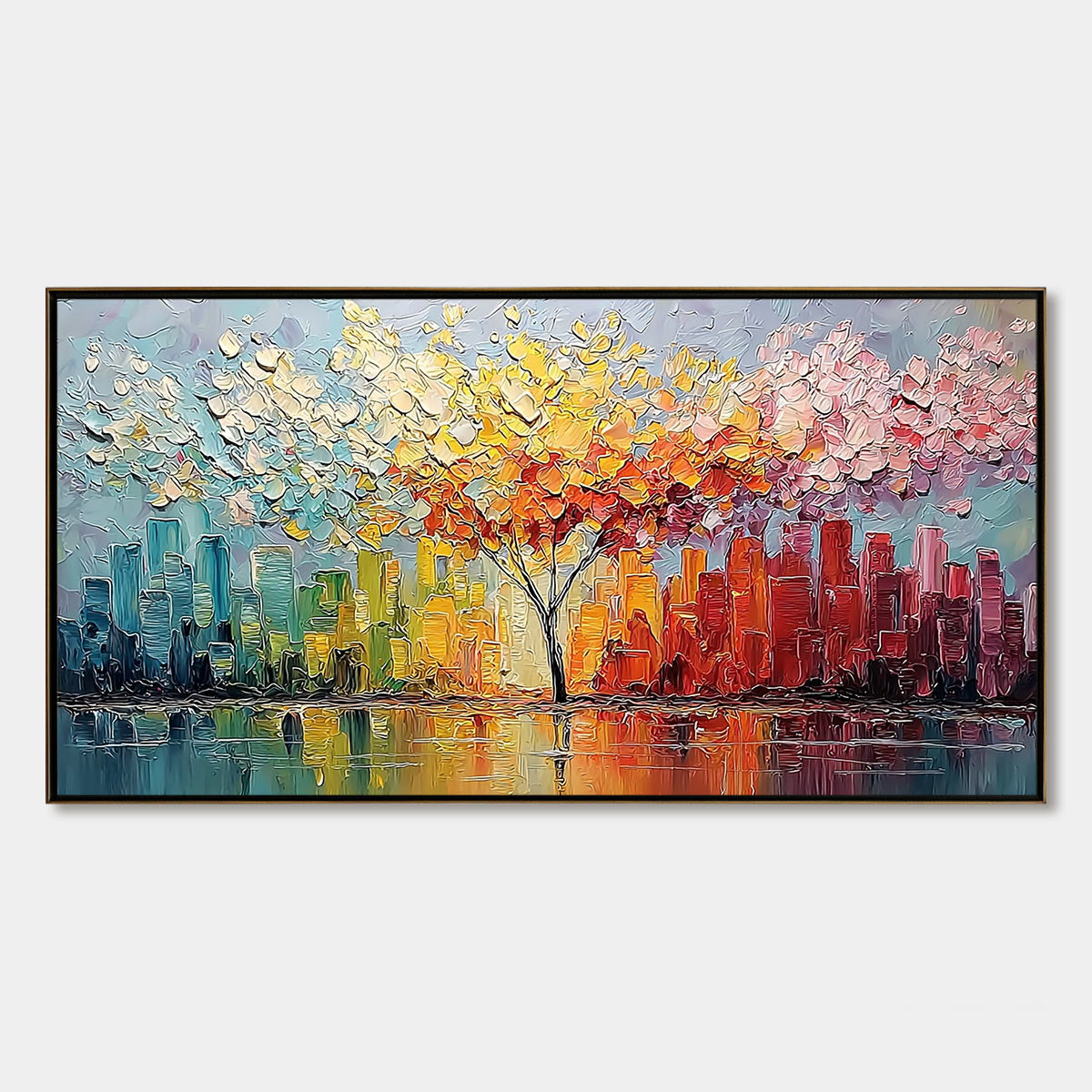 Urban Bloom – Cityscape Impasto Painting, view 1