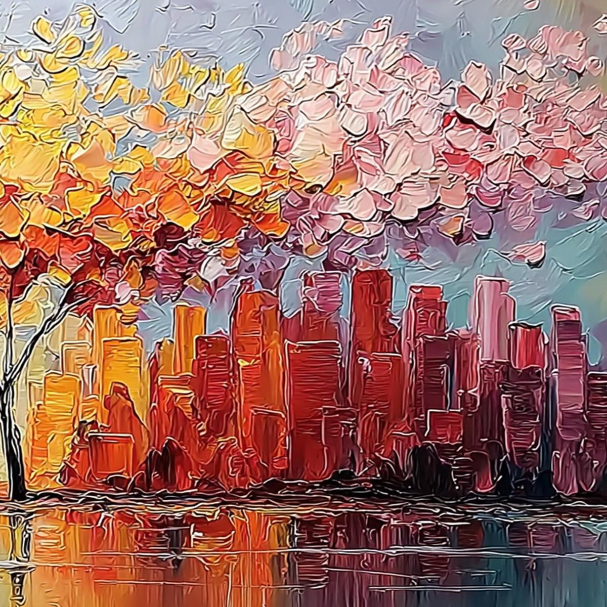 Urban Bloom – Cityscape Impasto Painting, view 5
