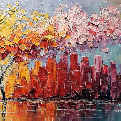 Urban Bloom – Cityscape Impasto Painting, view 5