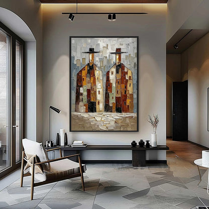 Urban Companions – Figurative Impasto Oil Painting, view 4