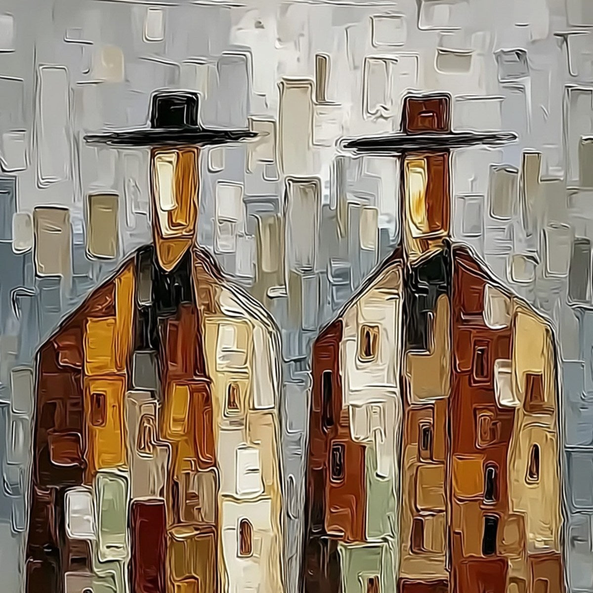 Urban Companions – Figurative Impasto Oil Painting, view 3