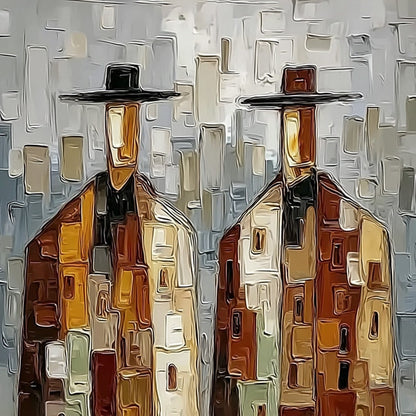 Urban Companions – Figurative Impasto Oil Painting, view 3
