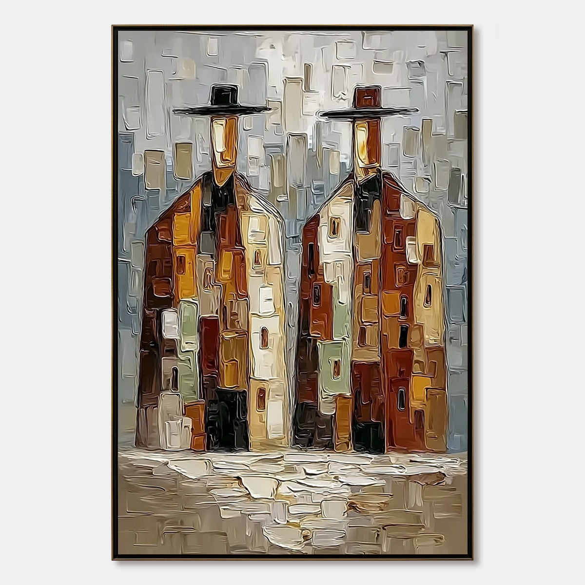 Urban Companions – Figurative Impasto Oil Painting, view 1
