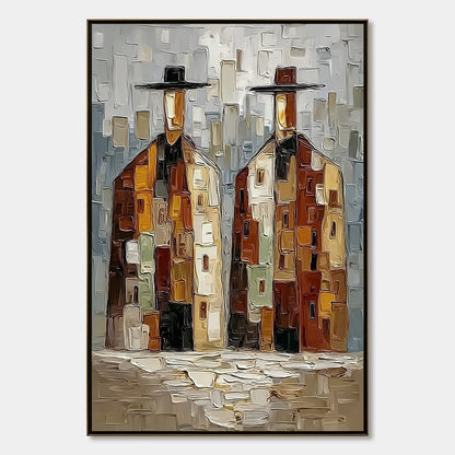 Urban Companions – Figurative Impasto Oil Painting, view 1