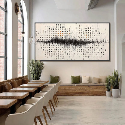 Black and White Wabi-Sabi Cityscape Impasto Oil Painting – Urban Echo