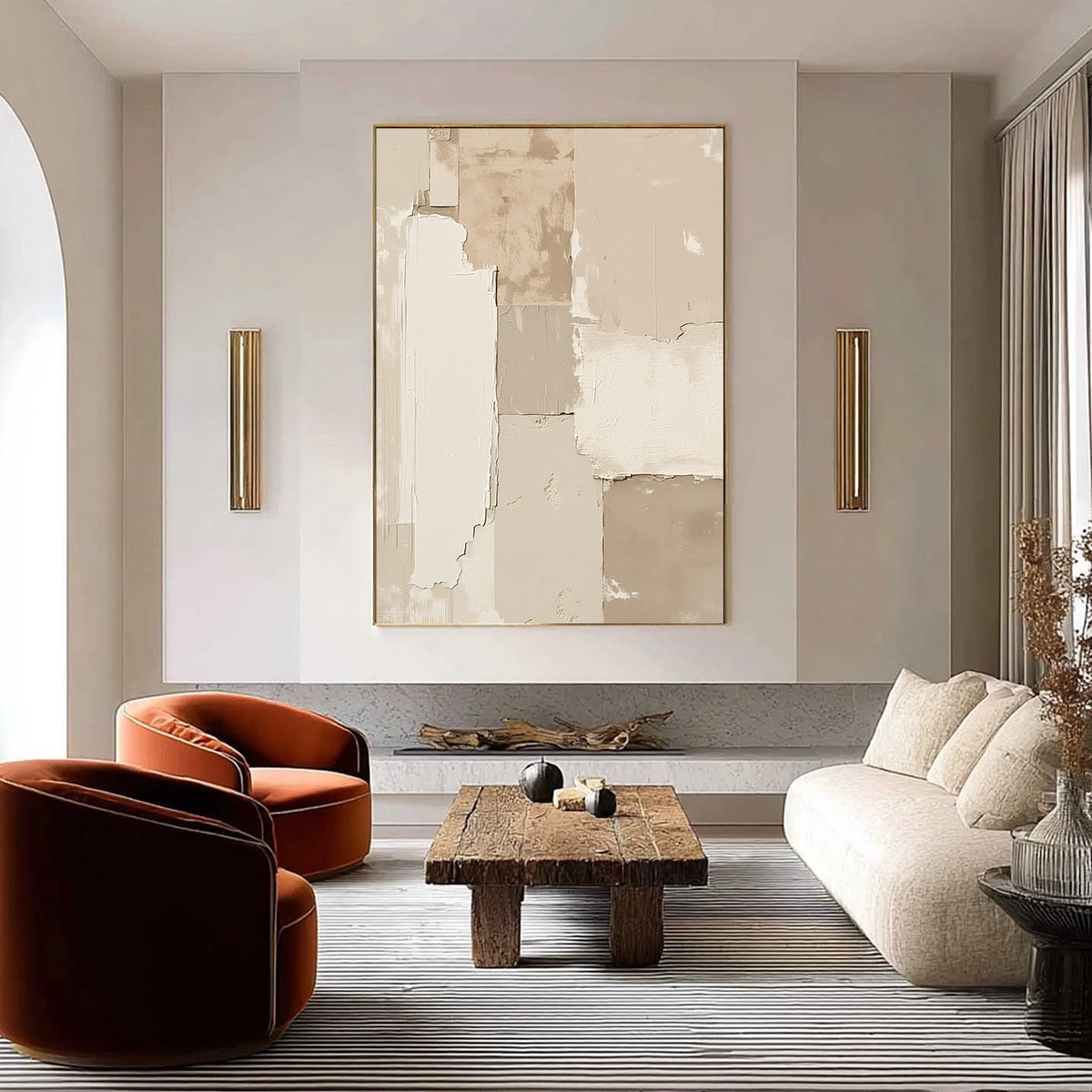 Urban Fossil – Wabi-Sabi Cityscape Acrylic Painting, view 2