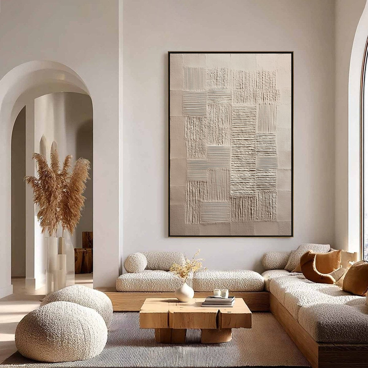 Urban Grid – Wabi-Sabi Cityscape Acrylic Painting, view 4
