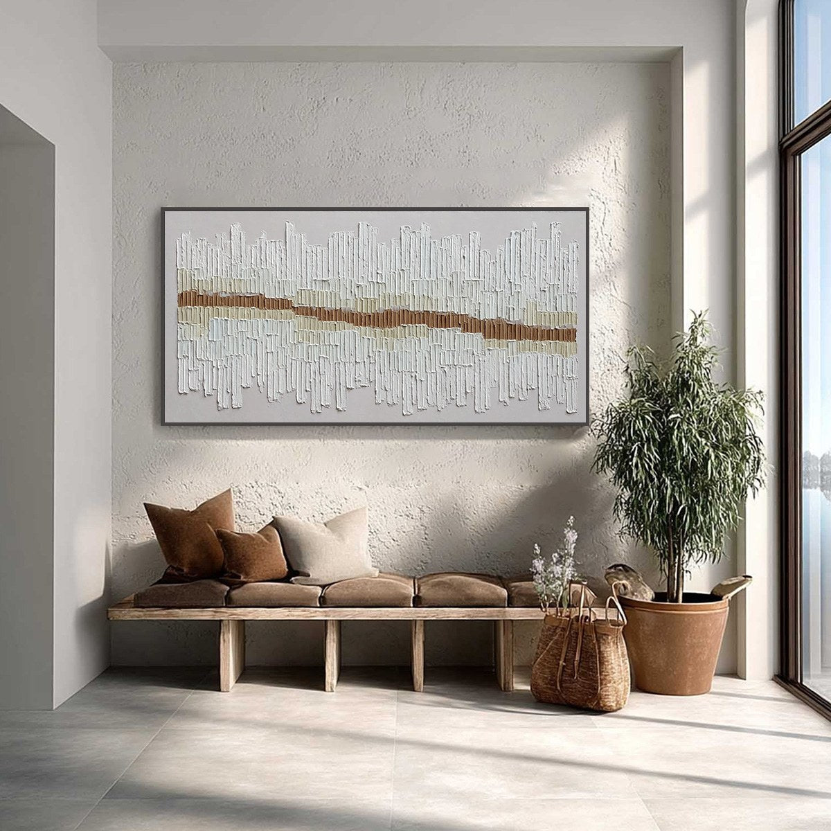 Urban Rhythm – Wabi-Sabi Cityscape Impasto Oil Painting, view 4