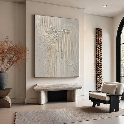 Wabi-Sabi Cityscape Textured Oil Painting – Urban Sanctuary