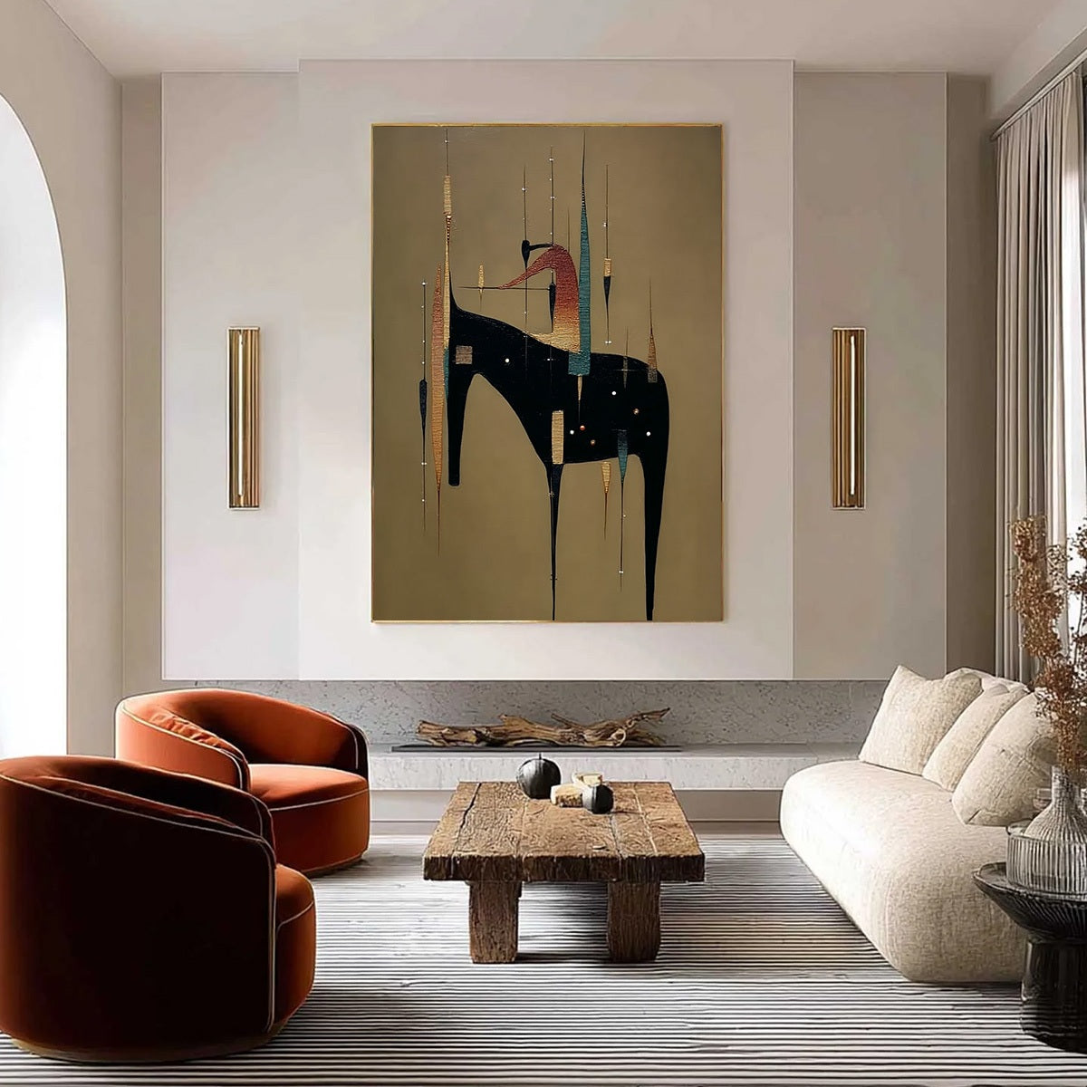 Urban Sentinel – Minimalist Cityscape Oil Painting, view 4
