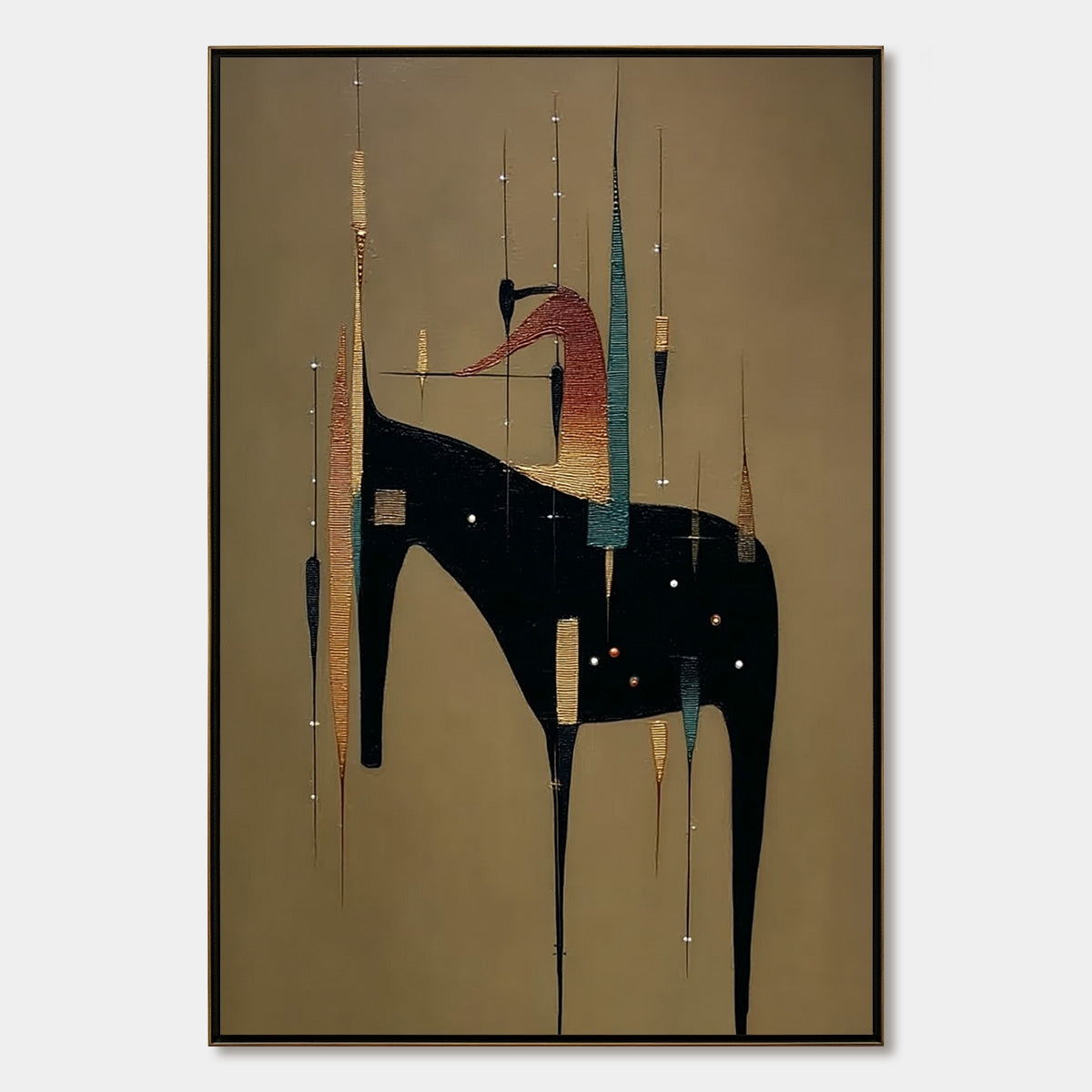 Urban Sentinel – Minimalist Cityscape Oil Painting, view 1