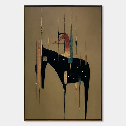 Urban Sentinel – Minimalist Cityscape Oil Painting, view 1