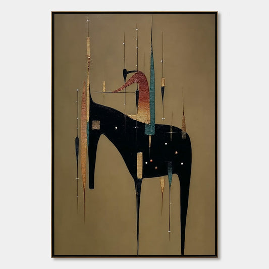 Urban Sentinel – Minimalist Cityscape Oil Painting, view 1