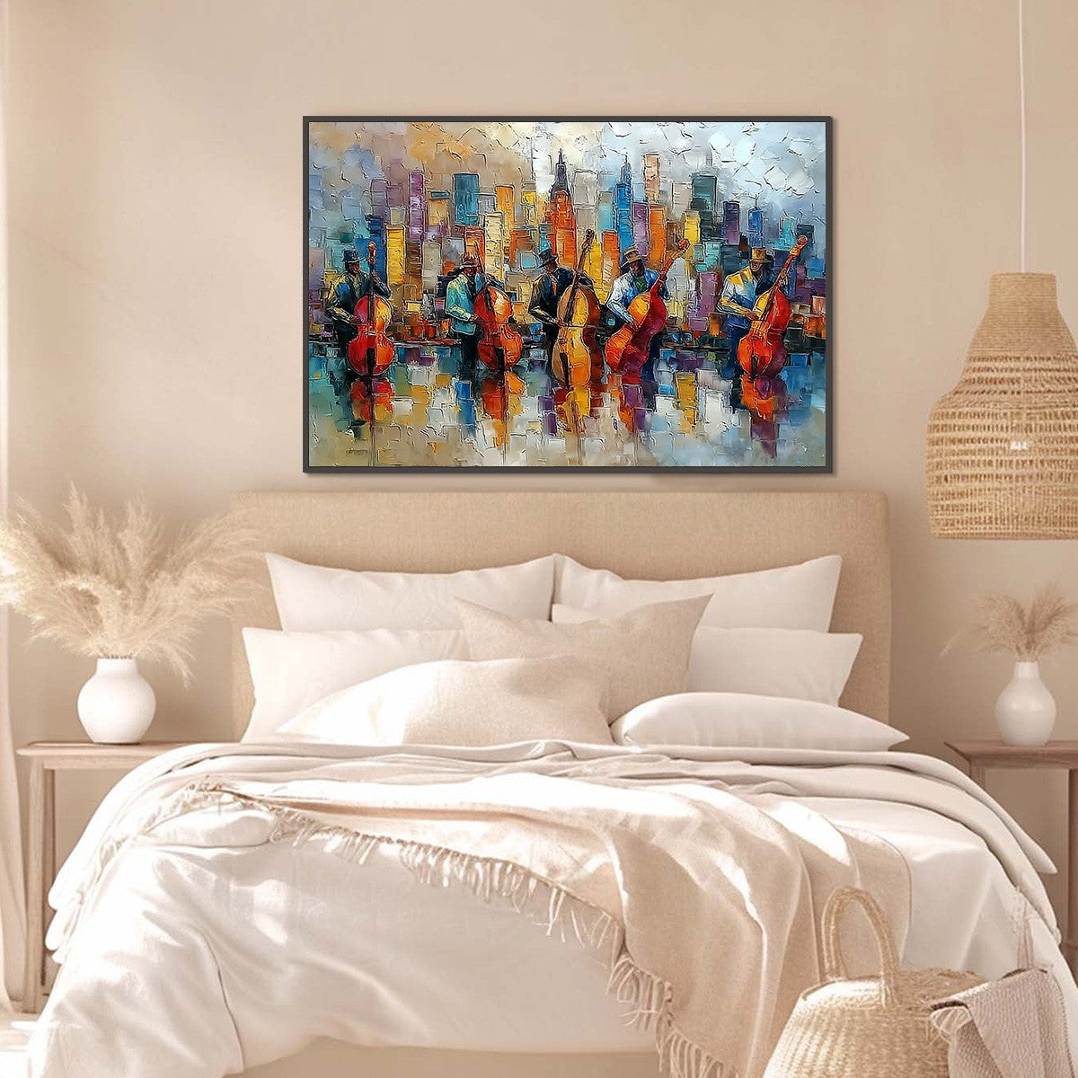 Urban Serenade – Figurative Impasto Oil Painting, view 4