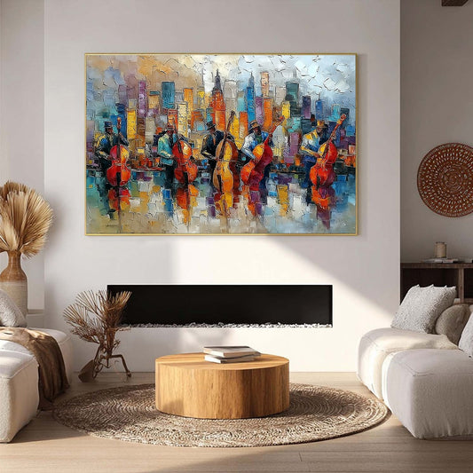 Urban Serenade – Figurative Impasto Oil Painting, view 2