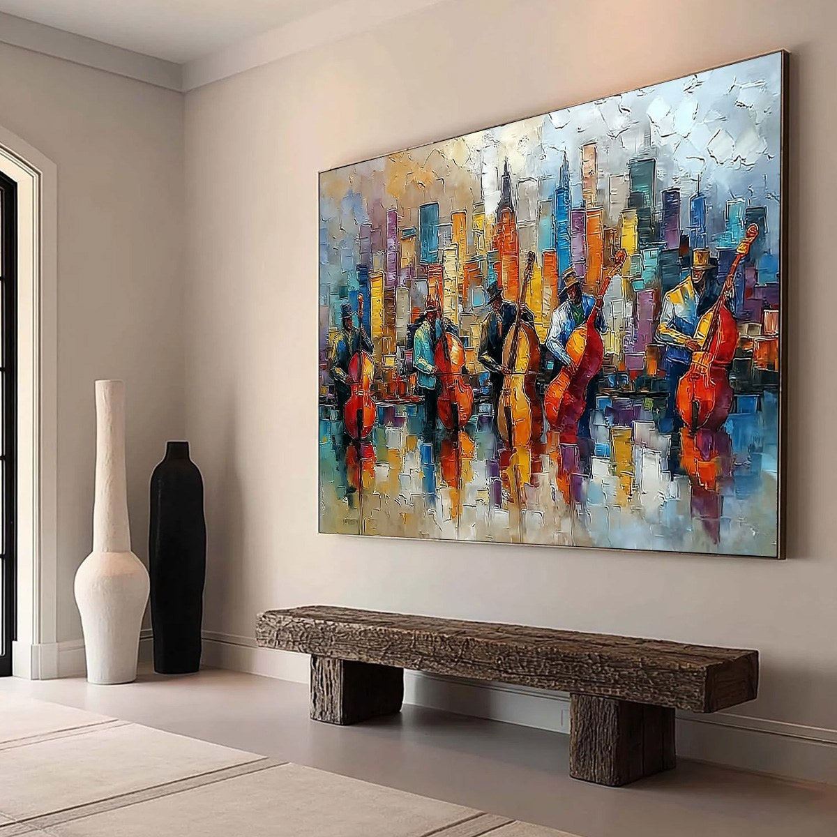 Figurative Impasto Oil Painting – Urban Serenade