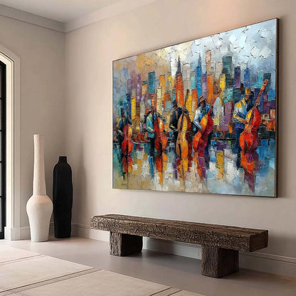Figurative Impasto Oil Painting – Urban Serenade