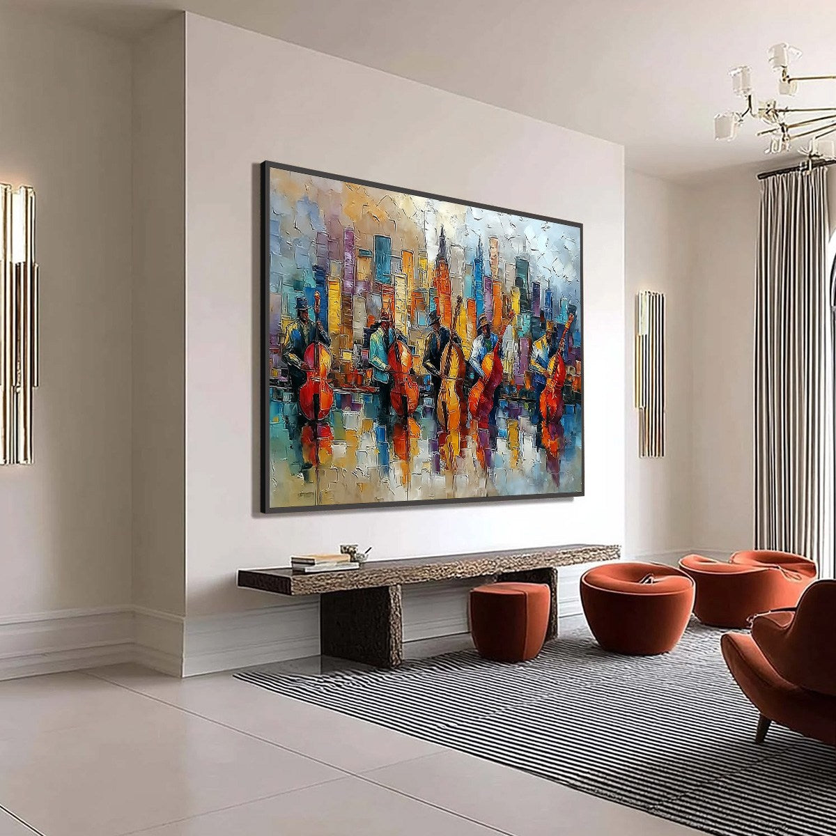 Figurative Impasto Oil Painting – Urban Serenade
