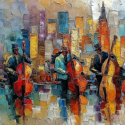 Urban Serenade – Figurative Impasto Oil Painting, view 3