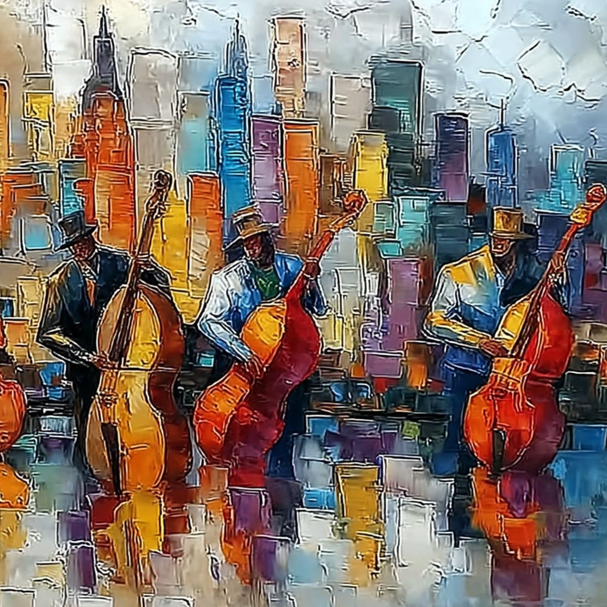 Urban Serenade – Figurative Impasto Oil Painting, view 5