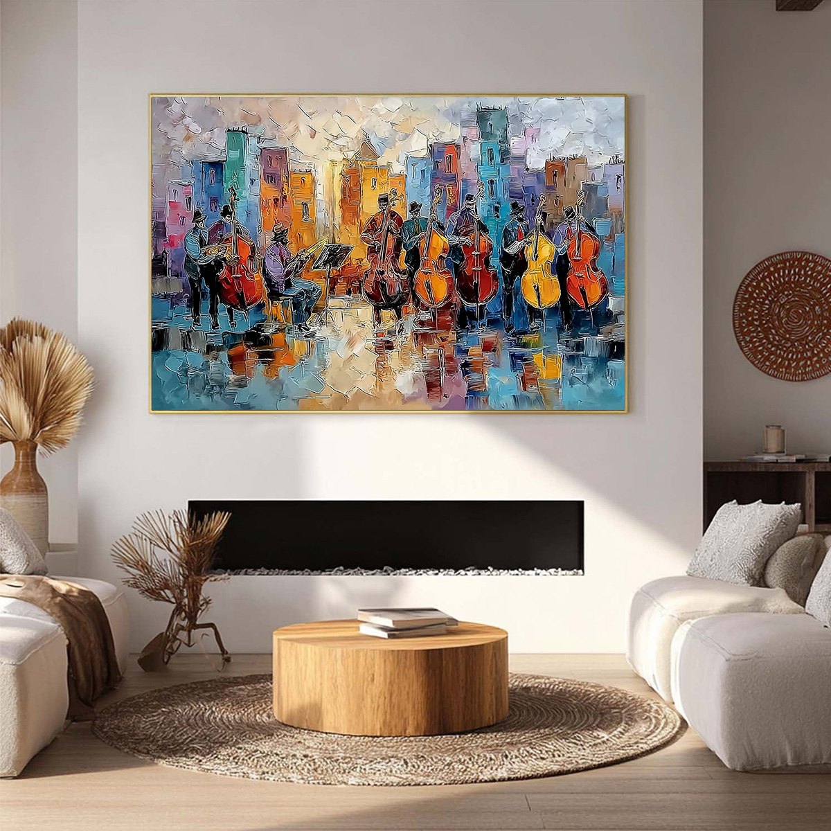 Urban Serenade – Figurative Palette Knife Oil Painting, view 2
