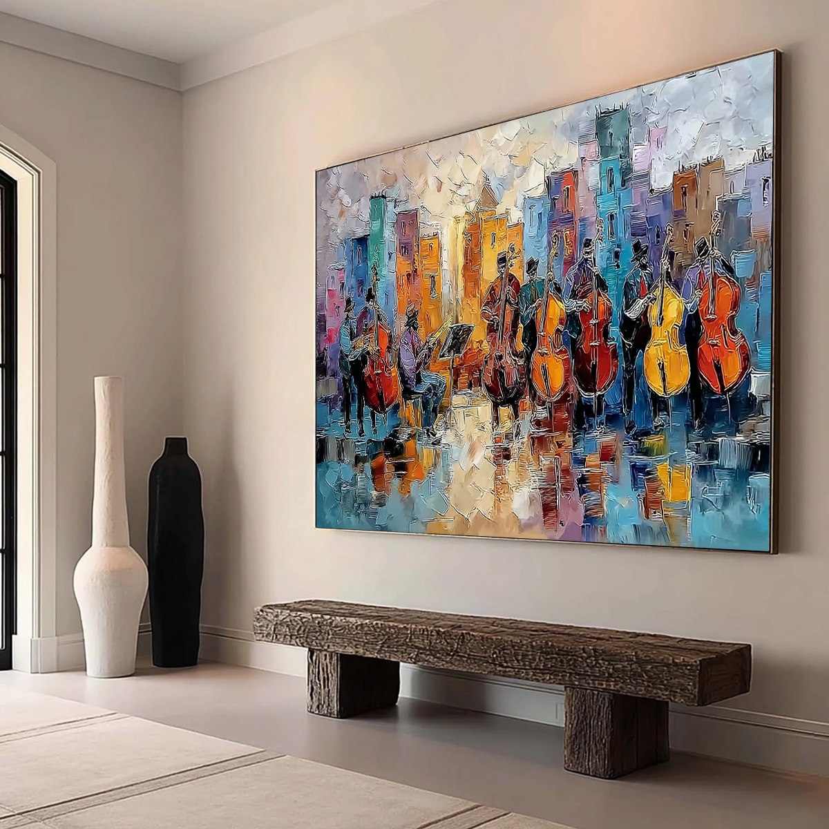 Figurative Palette Knife Oil Painting – Urban Serenade