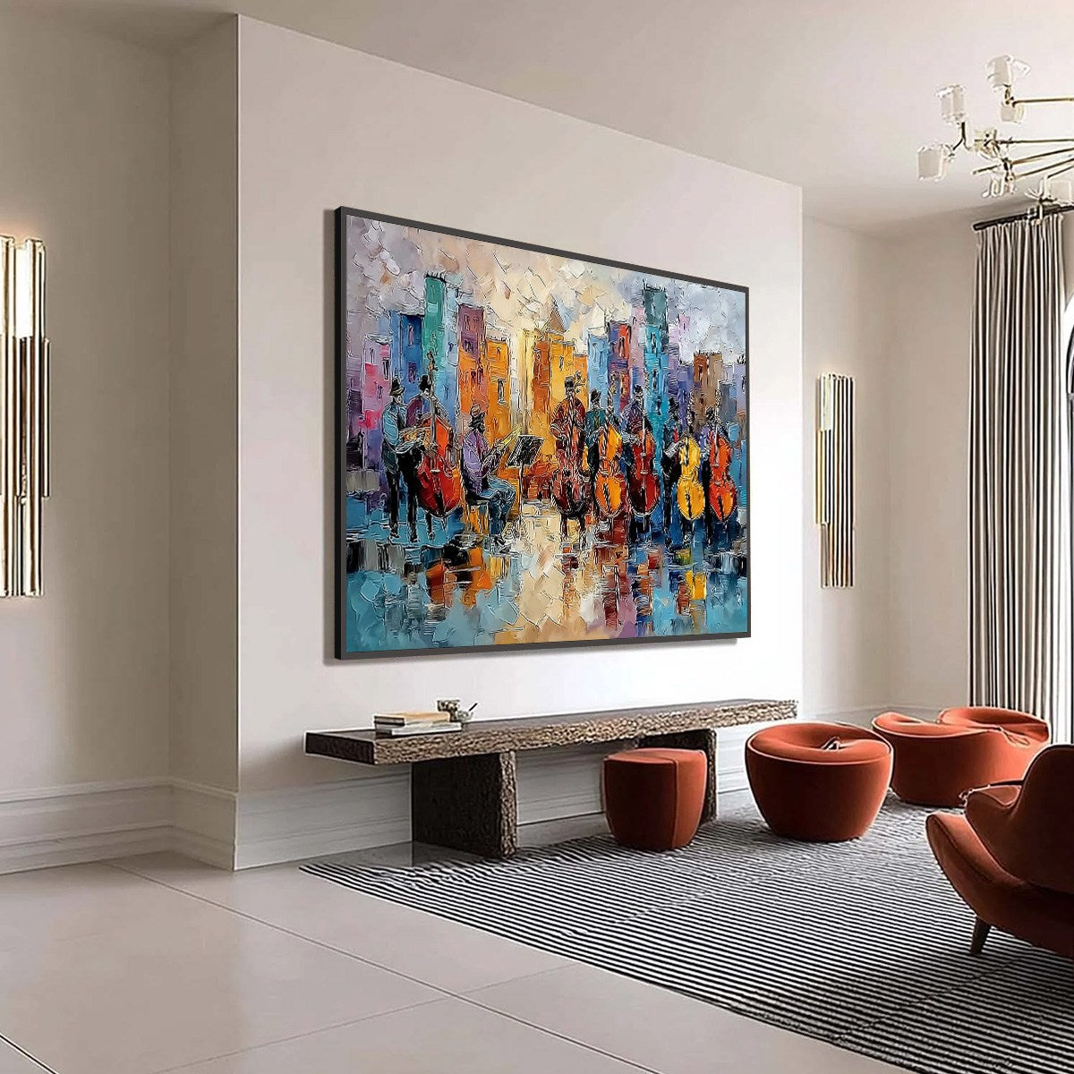 Figurative Palette Knife Oil Painting – Urban Serenade