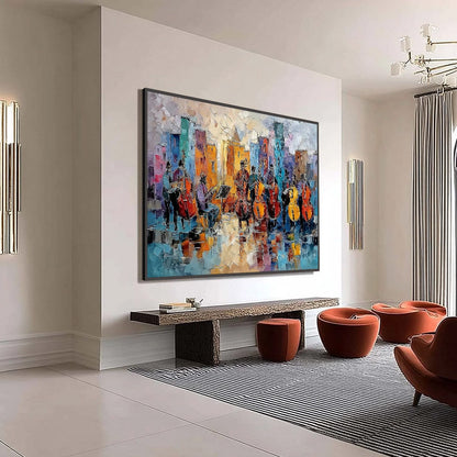 Figurative Palette Knife Oil Painting – Urban Serenade