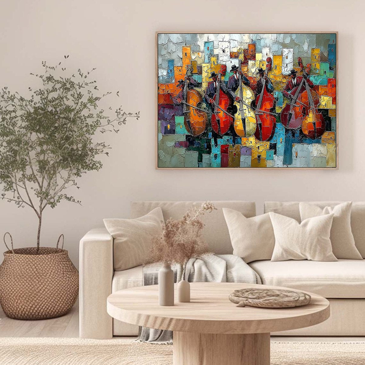 Urban Serenade – Figurative Palette Knife Oil Painting, view 4