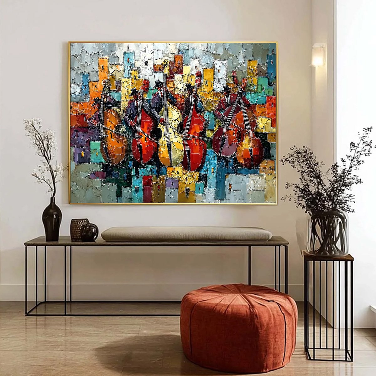 Colorful Abstract Figurative Palette Knife Oil Painting – Urban Serenade