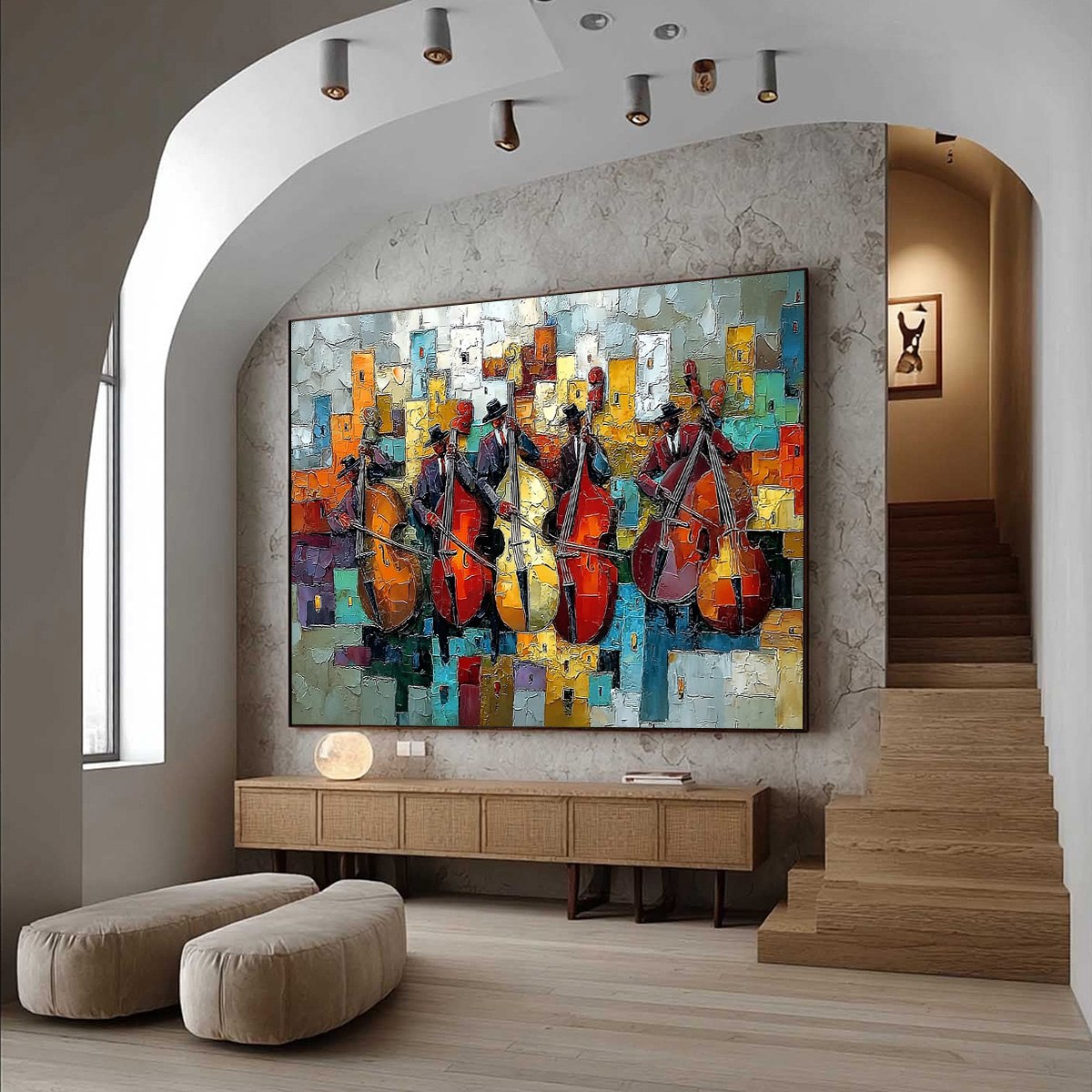 Colorful Abstract Figurative Palette Knife Oil Painting – Urban Serenade