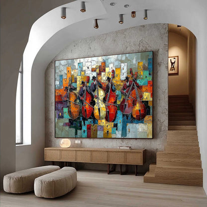 Colorful Abstract Figurative Palette Knife Oil Painting – Urban Serenade