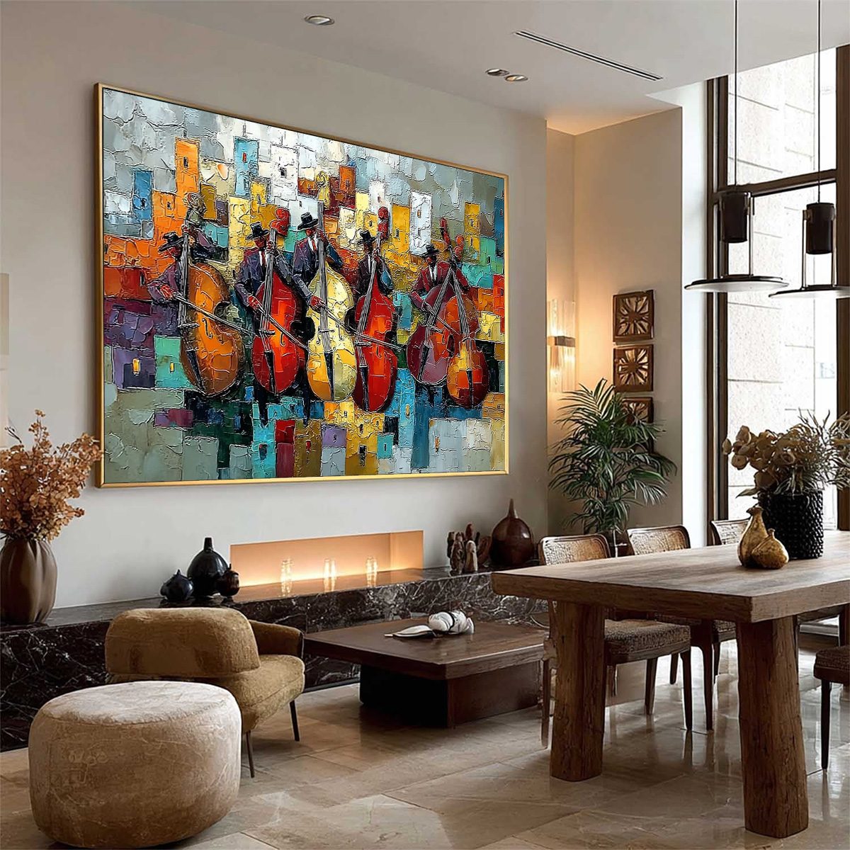 Colorful Abstract Figurative Palette Knife Oil Painting – Urban Serenade