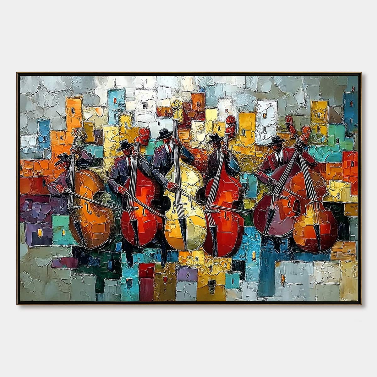 Urban Serenade – Figurative Palette Knife Oil Painting, view 1