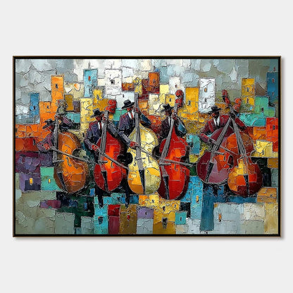 Urban Serenade – Figurative Palette Knife Oil Painting, view 1