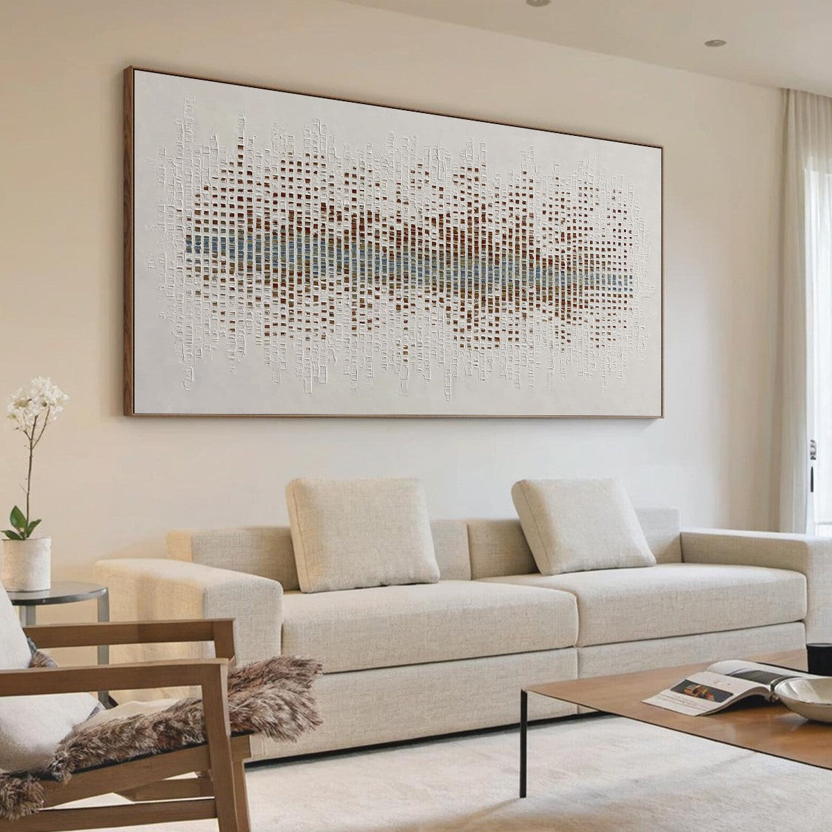 White Wabi-Sabi Architecture Textured Oil Painting – Urban Sonata