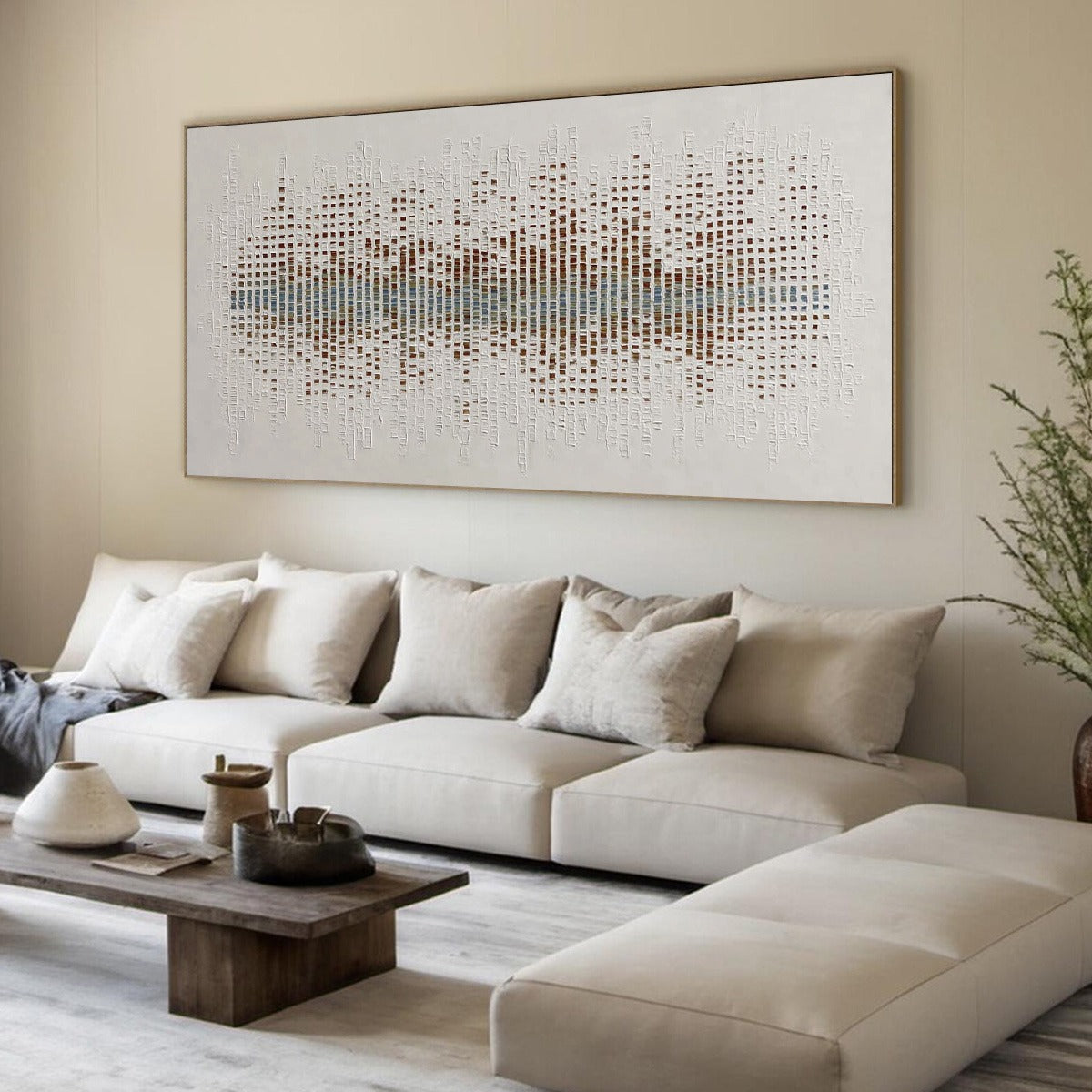 White Wabi-Sabi Architecture Textured Oil Painting – Urban Sonata