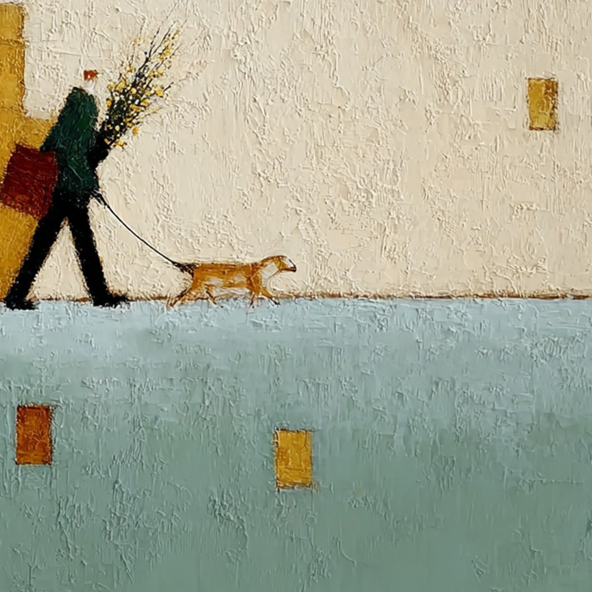 Urban Stroll – Minimalist Figurative Impasto Oil Painting, view 3