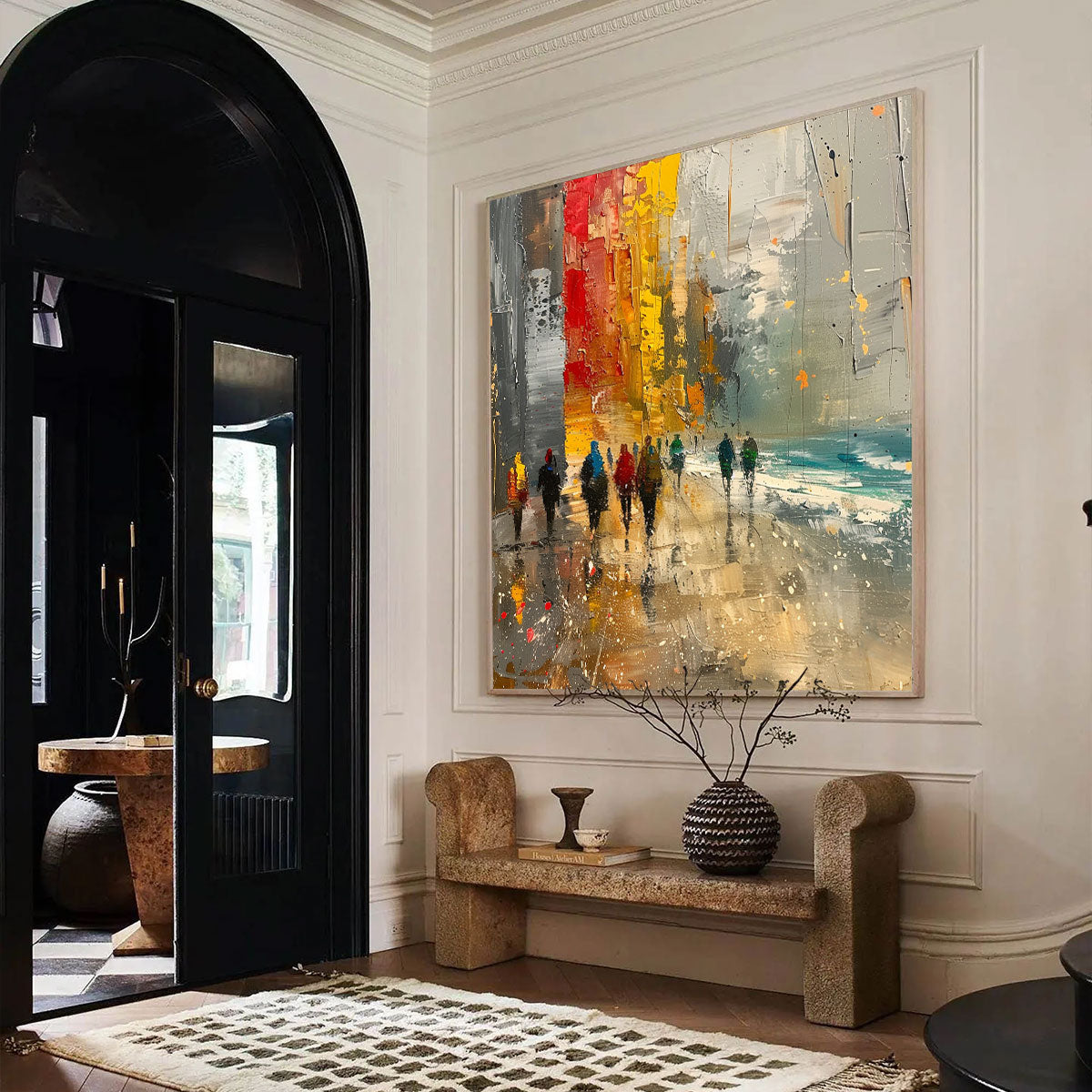 Urban Vibrance – Figurative Palette Knife Oil Painting, view 5