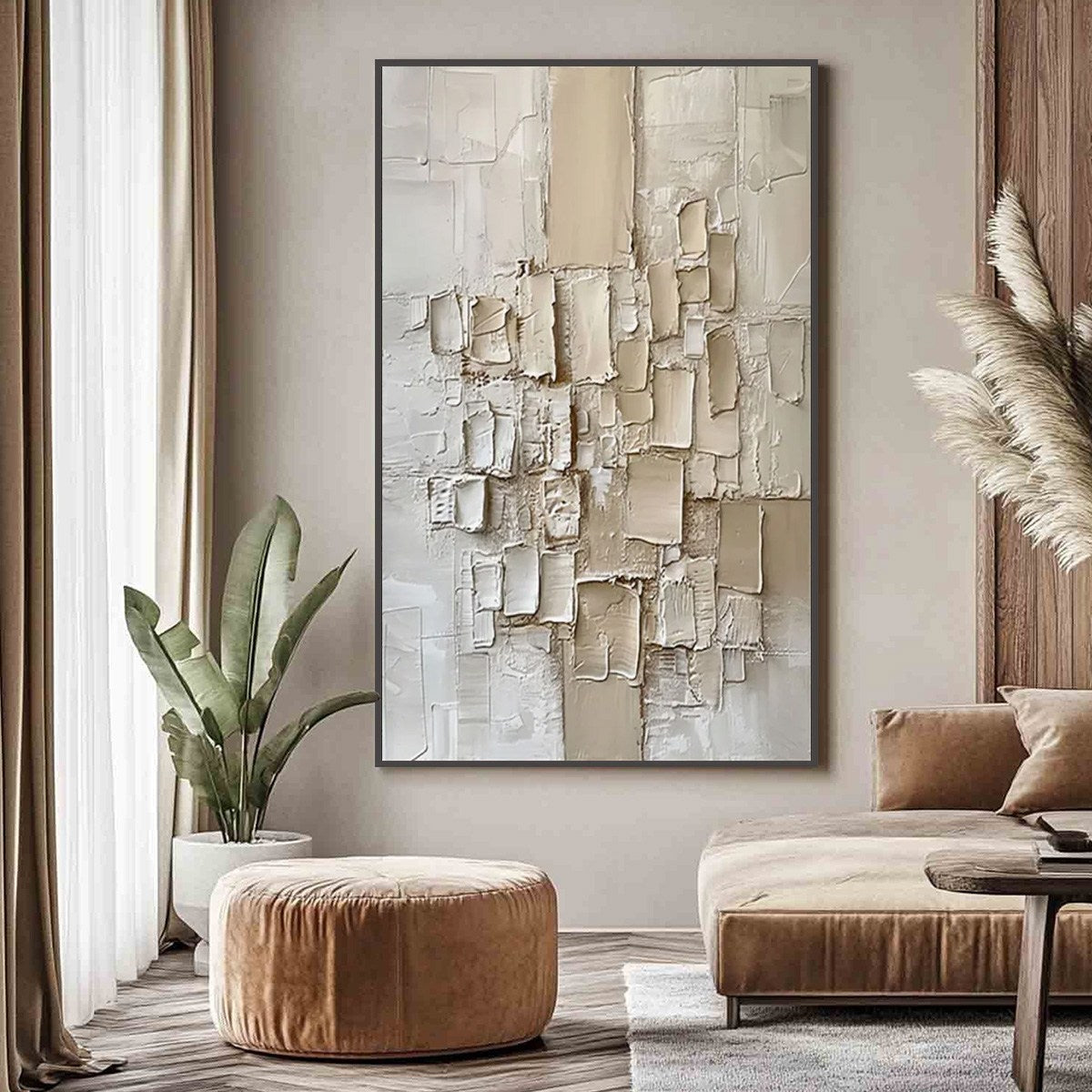 Urban Mosaic – Wabi-Sabi Architecture Impasto Oil Painting, view 2