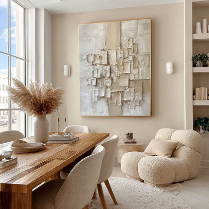 Urban Mosaic – Wabi-Sabi Architecture Impasto Oil Painting, view 5