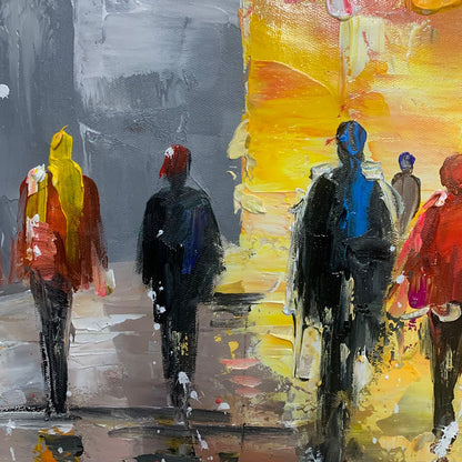 Urban Vibrance – Figurative Palette Knife Oil Painting, view 4