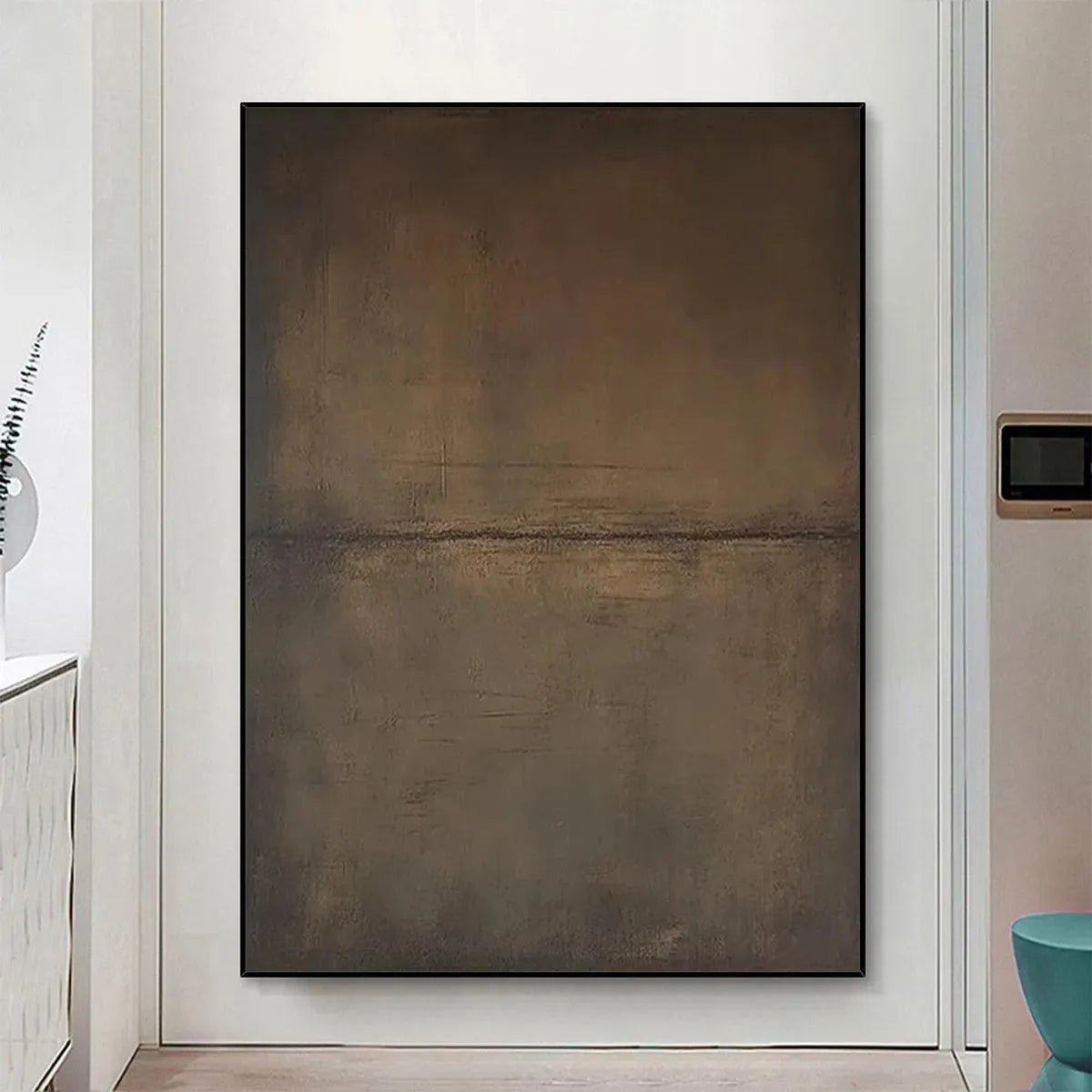 Umber Abstract Landscape – Wabi-Sabi Landscape Oil Painting, view 2